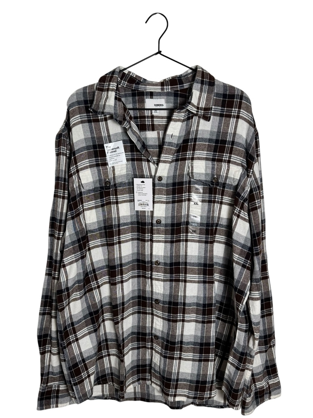 Sonoma Goods For Life The Supersoft Brown Black Flannel XXL